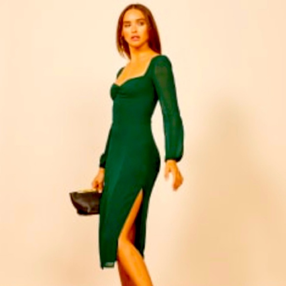 Reformation Mabille Dress in Emerald